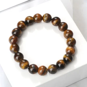 Trendy Tiger Eye Stone Beads Bracelet – Handmade Stretch Yoga Meditation Jewelry for Men