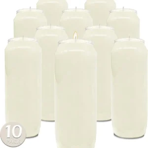 9-Day White Prayer Candles - 10 Pack, 7" Tall Pillar for Vigil & Memorial Decor