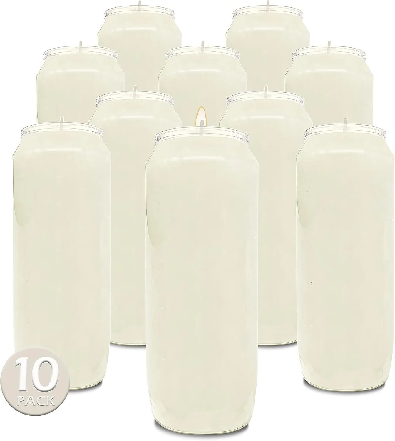 9-Day White Prayer Candles - 10 Pack, 7" Tall Pillar for Vigil & Memorial Decor