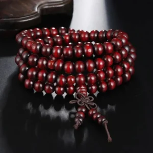 6mm Natural Sandalwood 108 Beads Bracelet – Buddhist Meditation Prayer Wood Bangles for Men and Women