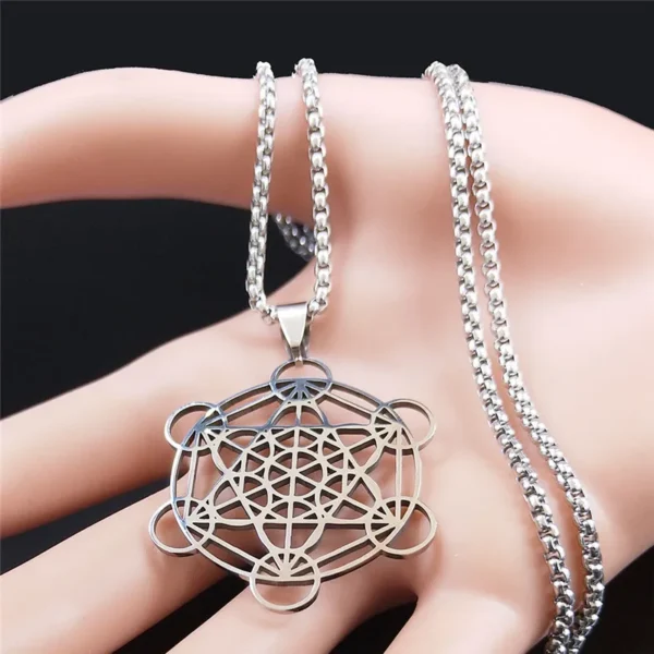 Flower of Life Chakra Necklace – Stainless Steel Sacred Geometry for Men & Women