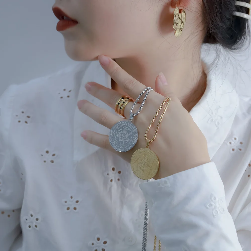 Seal of the 7 Archangels Pendant – Stainless Steel Protection Talisman for Men