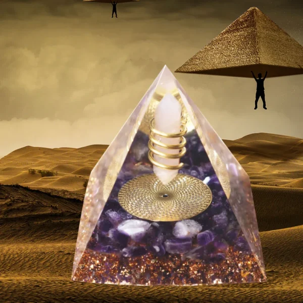 Orgonite Energy Pyramid with Amethyst – Chakra Healing & Home Decor