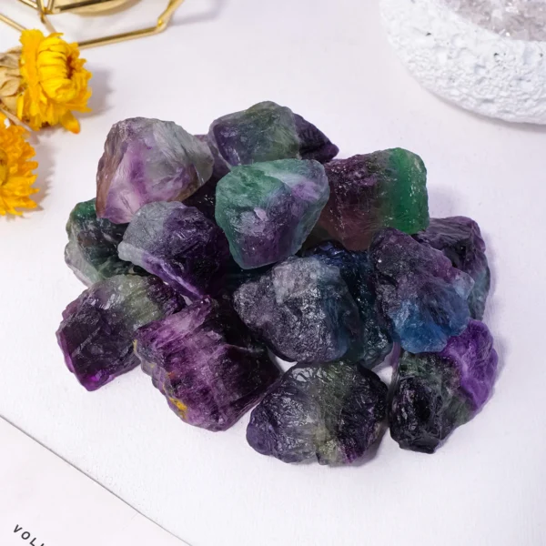 50g Natural Rainbow Fluorite – Raw Healing Crystals for Decor & Aquariums