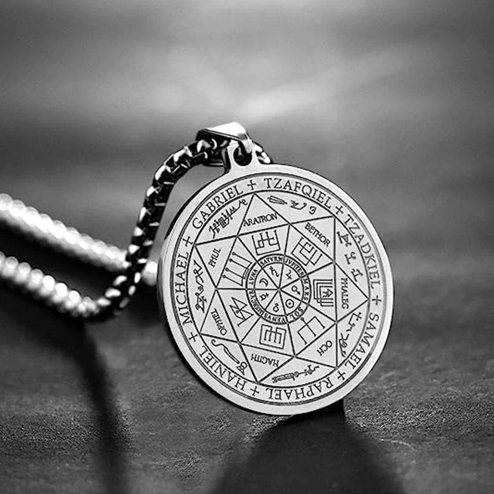 Seal of the 7 Archangels Pendant – Stainless Steel Protection Talisman for Men