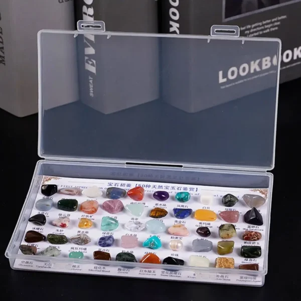 50PCS Mineral Specimens Box – Natural Gems & Jades for Teaching & Healing