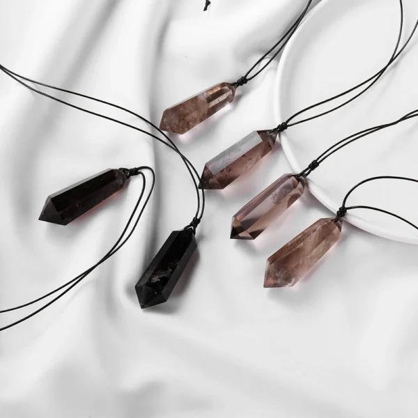 Natural Smoky Quartz Double Point Chakra Pendant – Healing Crystal Necklace