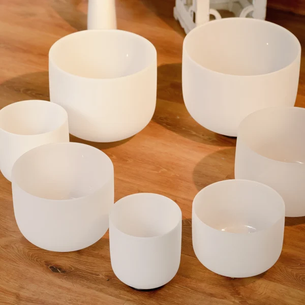 KVKA 7-Piece Crystal Singing Bowl Set - 7-12 Inch with Carrying Cases & Free Shipping from USA for Yoga & Sound Healing