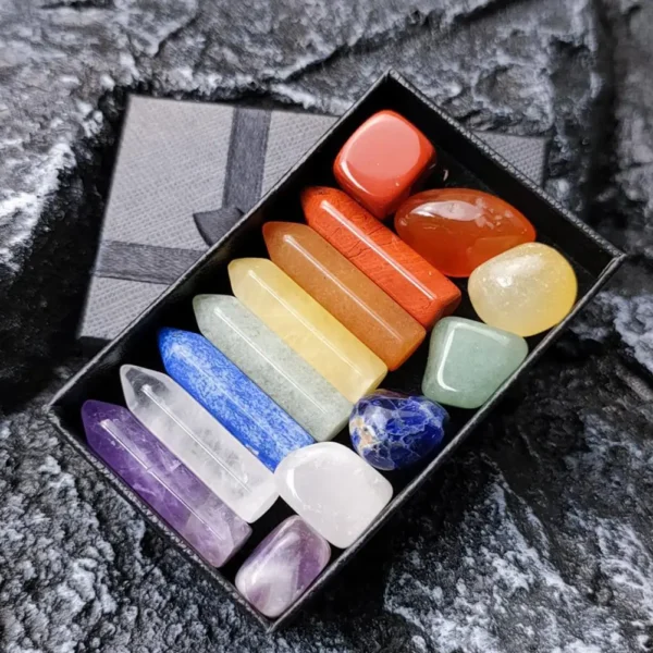 Chakra Healing Crystal Set – Natural Gemstones in Gift Box (7-14 PCS)