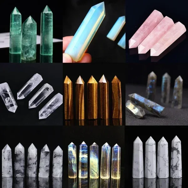 Natural Crystal Point Wands – Rose Quartz & Amethyst for Home Decor & Craft