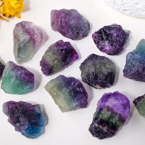 50g Natural Rainbow Fluorite – Raw Healing Crystals for Decor & Aquariums
