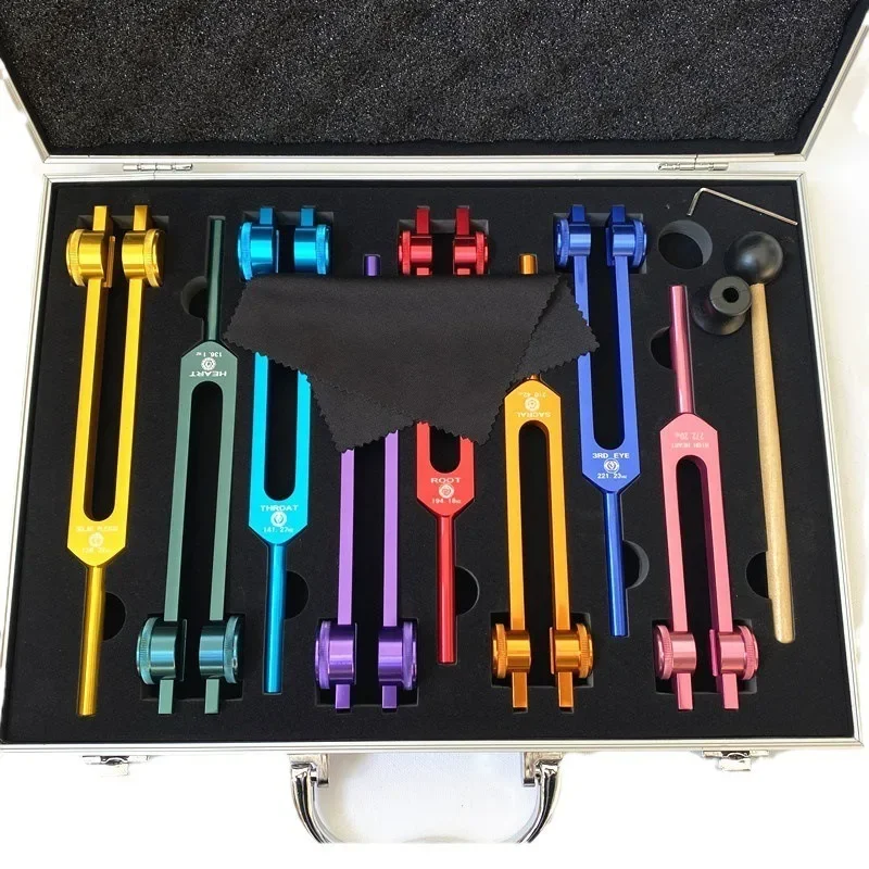 8-Piece Colorful Tuning Fork Set - Aluminum Alloy for Sound Healing