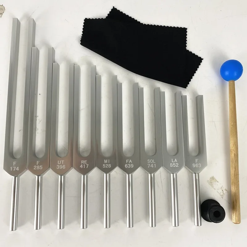 9-Piece Healing Tuning Fork Set - 528Hz Medical Diapason Therapy