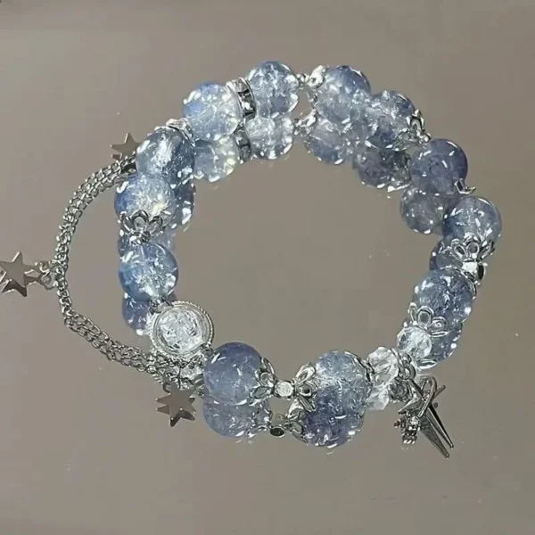 Fantasy Blue Crystal Star Chain Tassel Bracelet for Women – Perfect Best Friend Gift