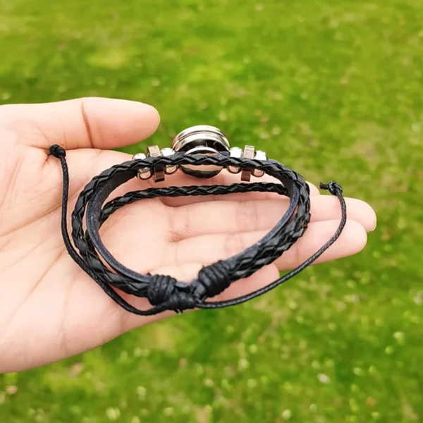 Metatron Cube Bracelet – Handwoven Leather Geometry & Spiritual Jewelry for Men & Women