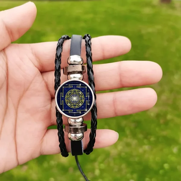 Metatron Cube Bracelet – Handwoven Leather Geometry & Spiritual Jewelry for Men & Women