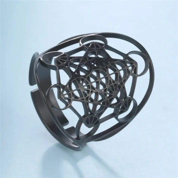Skyrim Angel Seal Metatron Cube Ring – Stainless Steel Sacred Geometry Spiritual Jewelry