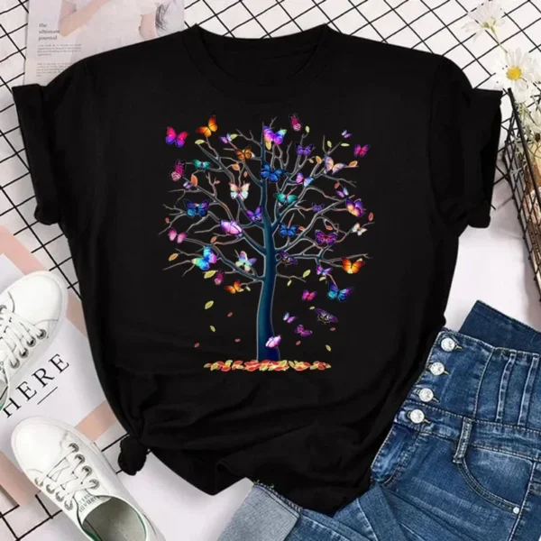 Rainbow Tree Print Buddha Chakra T-Shirt for Women - Meditation Yoga Tee