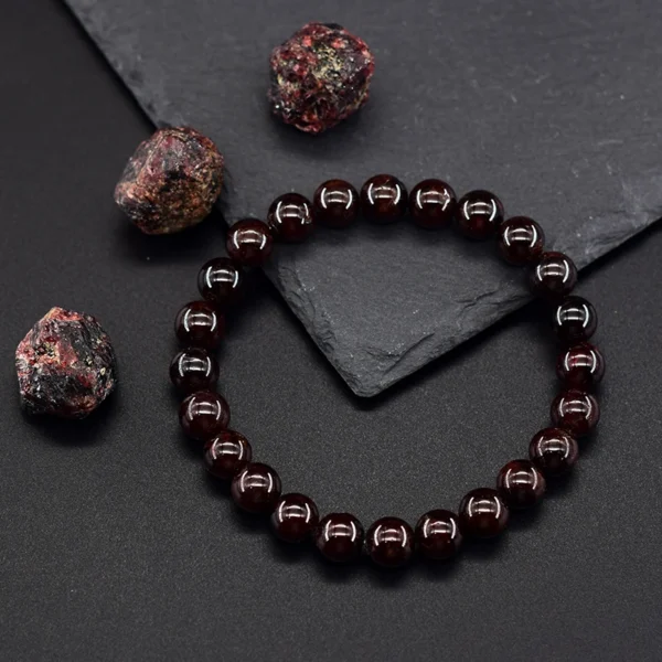 5A Natural Garnet Bead Bracelet – Wine Red Energy Healing Jewelry for Men & Women