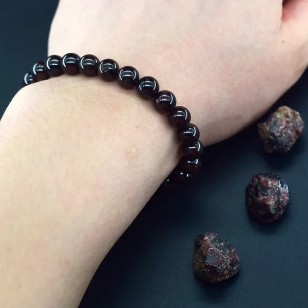 5A Natural Garnet Bead Bracelet – Wine Red Energy Healing Jewelry for Men & Women