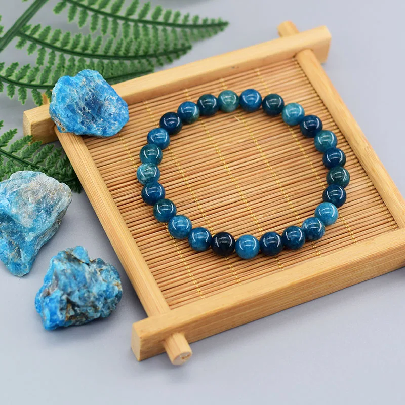 Original Reiki Blue Apatite Beads Bracelet – Natural Stone Jewelry for Health and Enthusiasm
