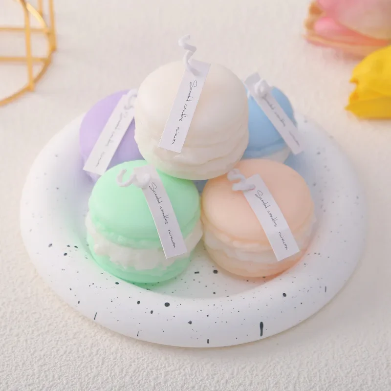 Macaron-Shaped Scented Soy Candles - Handmade Aromatherapy for Home Decor & Gifts