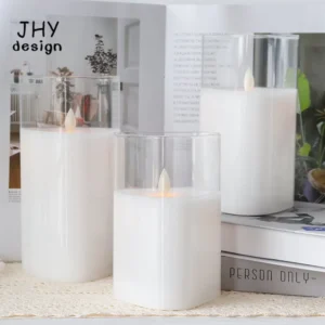 3 Pcs Glass Flameless LED Pillar Candles - Battery Operated with 6-Hour Timer for Home & Wedding Decor
