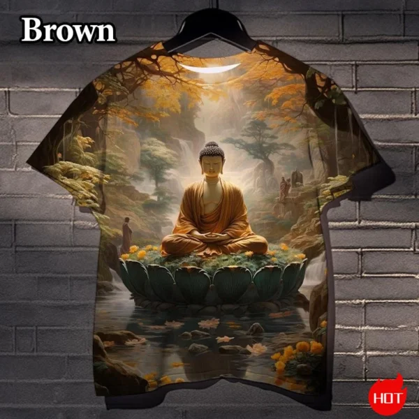 Harajuku 3D Print Buddha Sakyamuni T-Shirt - Spiritual Totem Streetwear for Kids