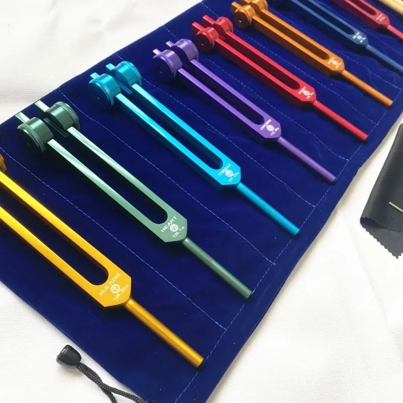 8-Piece Colorful Tuning Fork Set - Aluminum Alloy for Sound Healing