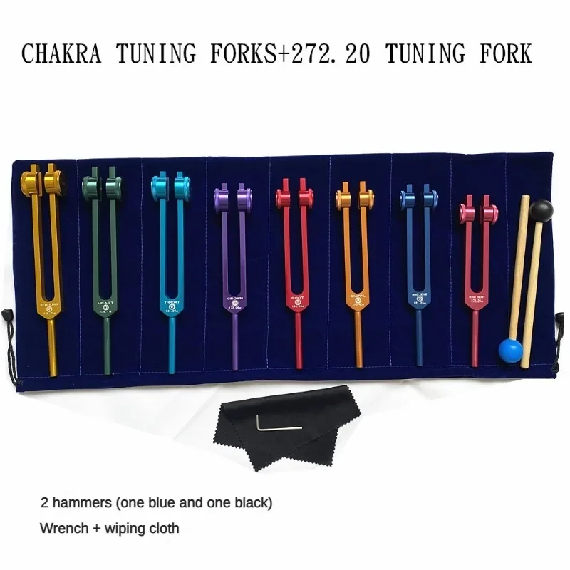 8-Piece Colorful Tuning Fork Set - Aluminum Alloy for Sound Healing