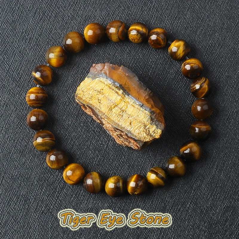 Charm Natural Tiger Eye Bracelet – 5A Stone Healing Jewelry for Men and Women