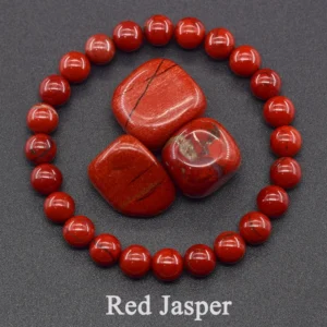 Natural Red Jasper Prayer Bead Bracelet – Stretch Elastic Rosary Jewelry for Yoga and Meditation