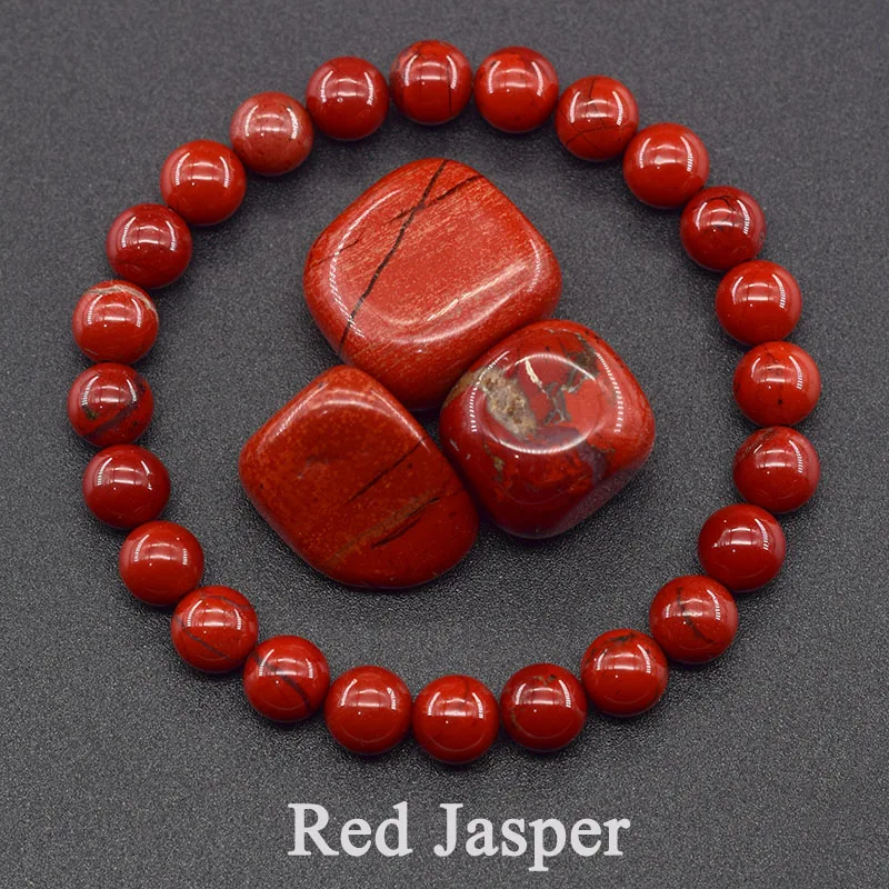 Natural Red Jasper Prayer Bead Bracelet – Stretch Elastic Rosary Jewelry for Yoga and Meditation