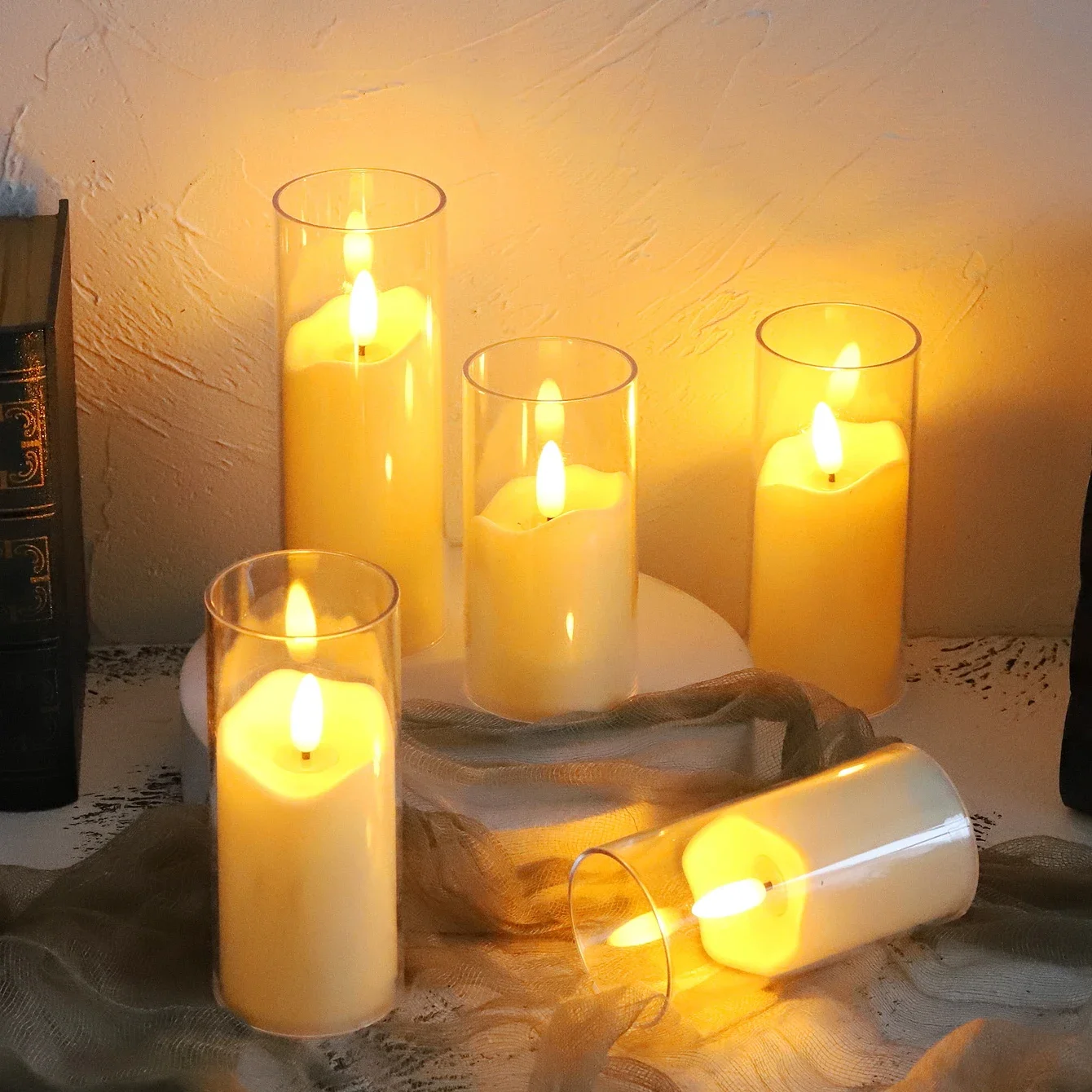 Flameless Flickering LED Acrylic Candles - Battery-Powered Decor Lights