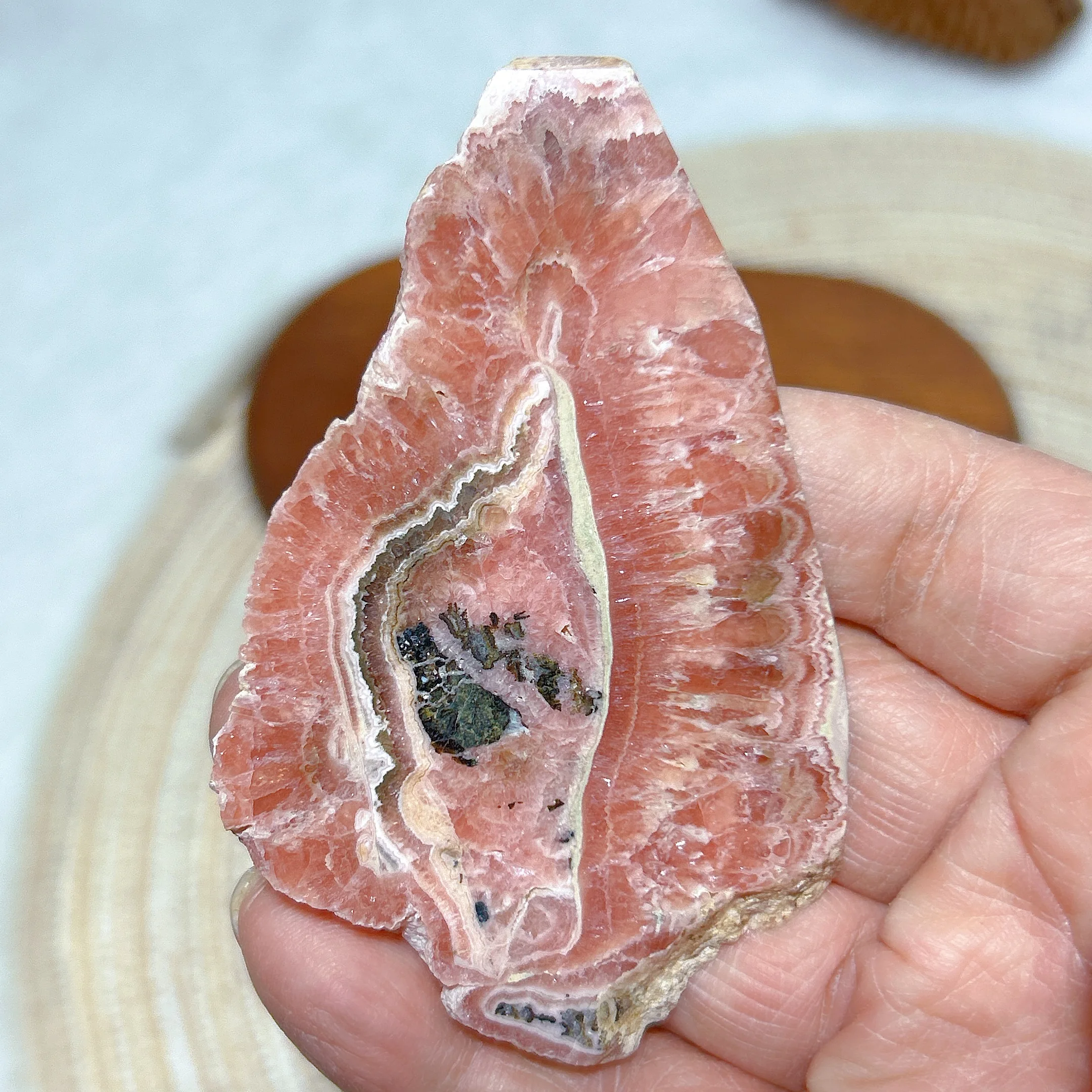 Healing Natural Rhodochrosite Slab Slice – High-Quality Gemstone for Home Decor