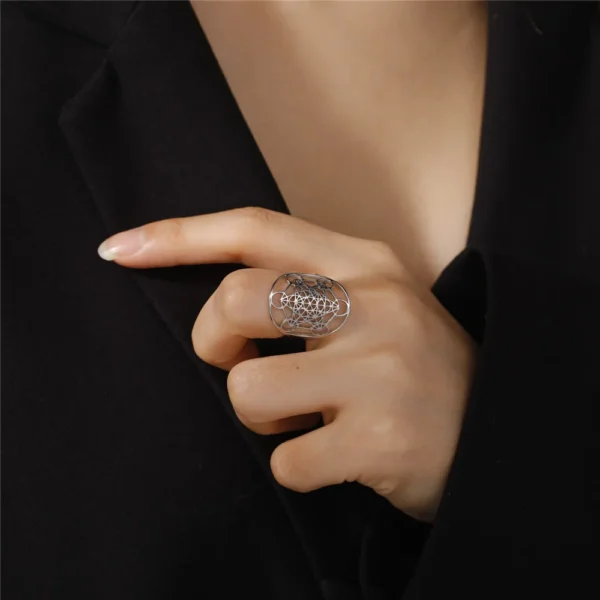 Skyrim Angel Seal Metatron Cube Ring – Stainless Steel Sacred Geometry Spiritual Jewelry