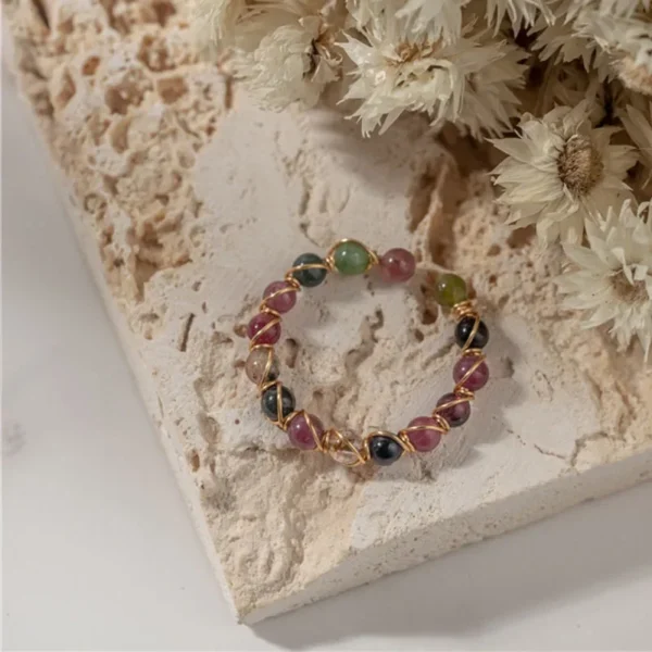 Healing Crystal Bead Ring – Handmade 7 Chakra Meditation Jewelry for Men & Women