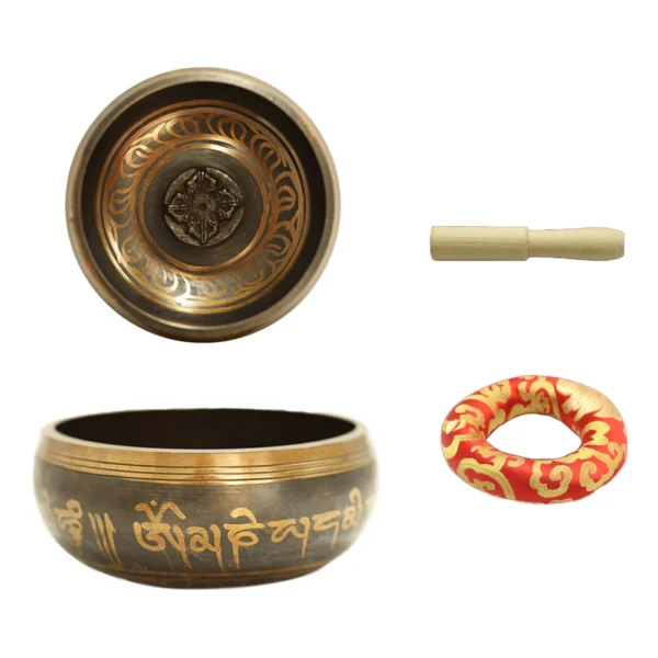Handmade Copper Tibetan Singing Bowl Set with Mallet & Mat – Beginner-Friendly