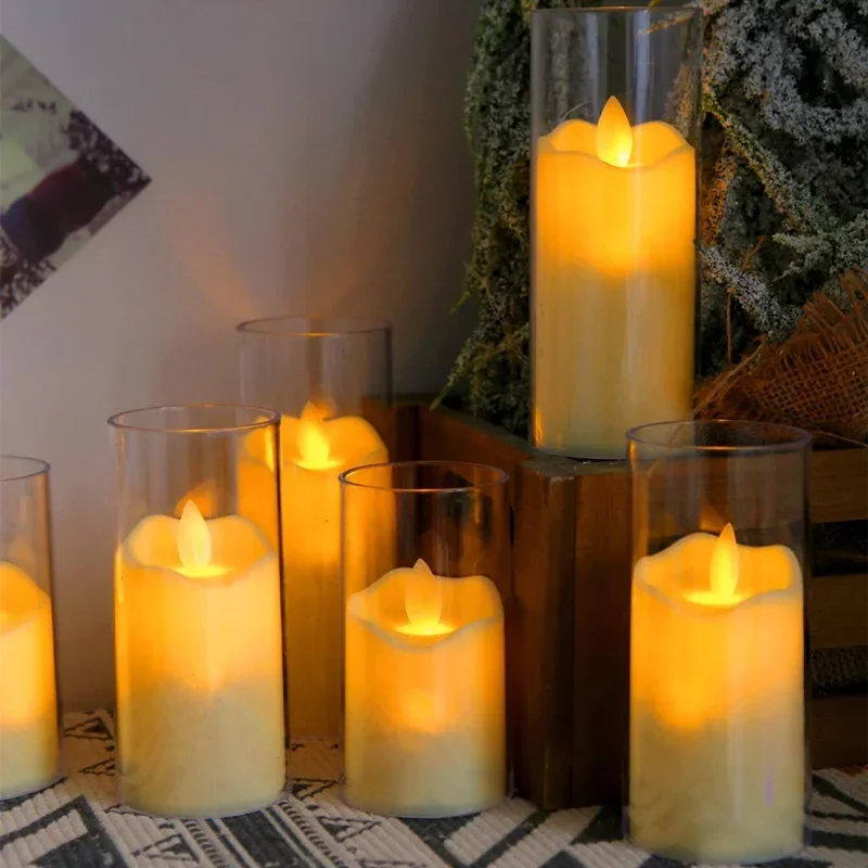 Flameless Flickering LED Acrylic Candles - Battery-Powered Decor Lights
