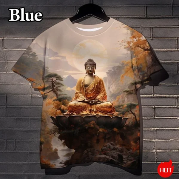Harajuku 3D Print Buddha Sakyamuni T-Shirt - Spiritual Totem Streetwear for Kids
