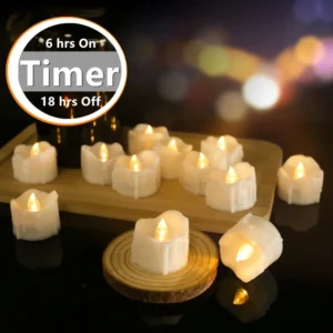 Timer Flameless LED Tea Lights - Auto 6-Hour On, 18-Hour Off