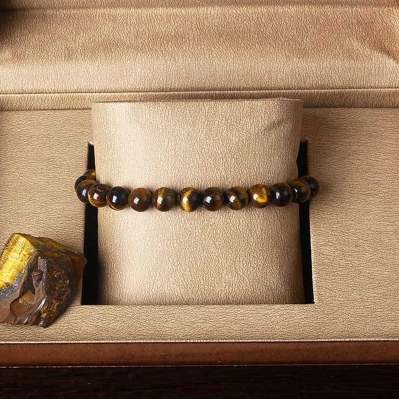 Charm Natural Tiger Eye Bracelet – 5A Stone Healing Jewelry for Men and Women