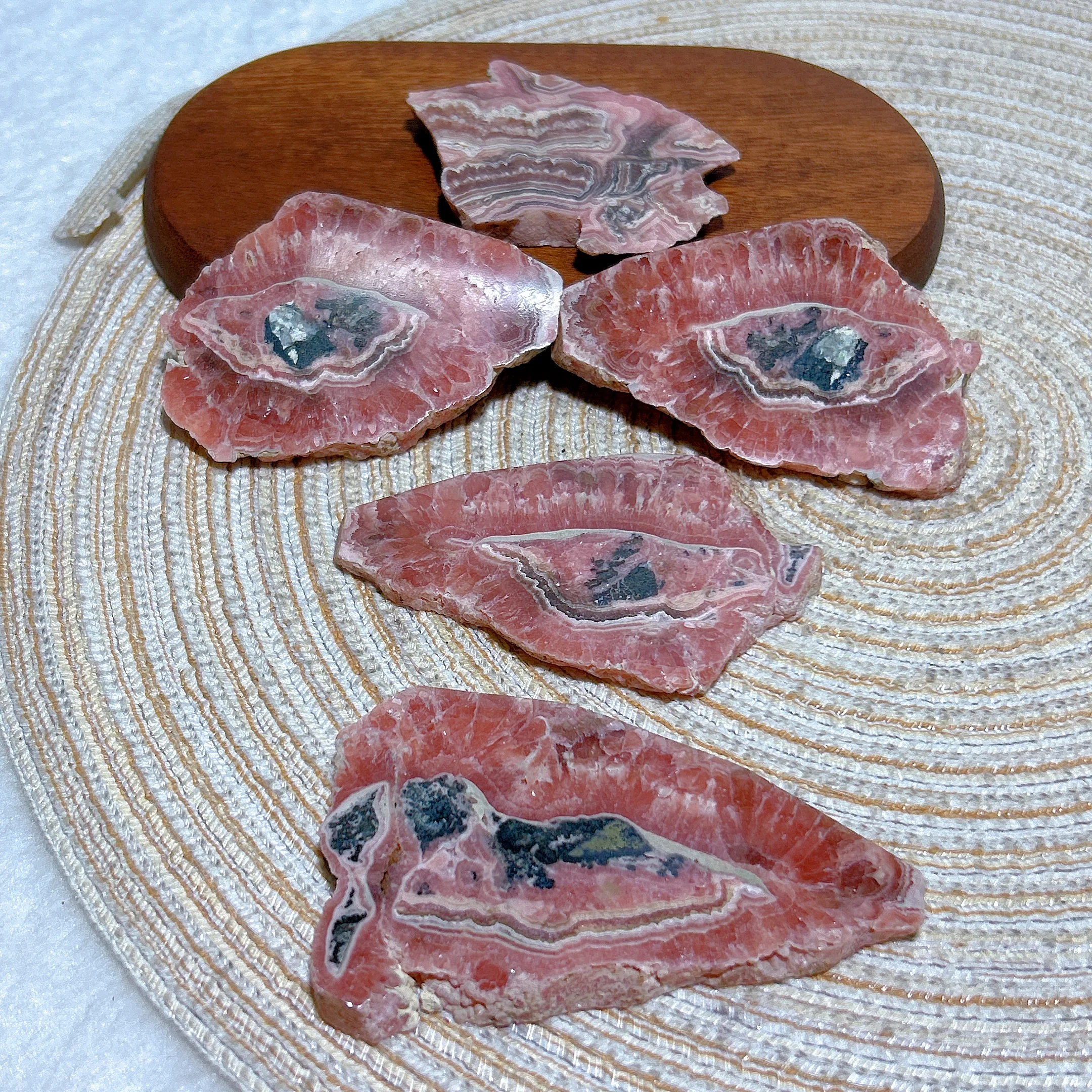 Healing Natural Rhodochrosite Slab Slice – High-Quality Gemstone for Home Decor