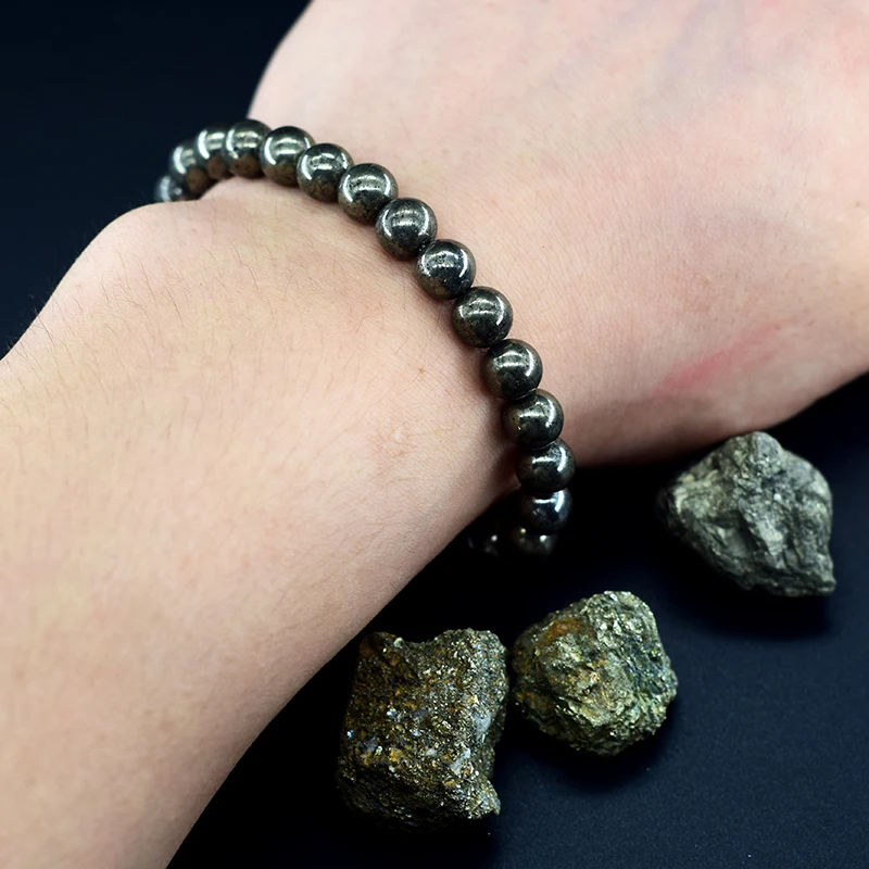 Original Energy Pyrite Beaded Bracelet – Natural Hematite and Pyrite Jewelry for Health Care