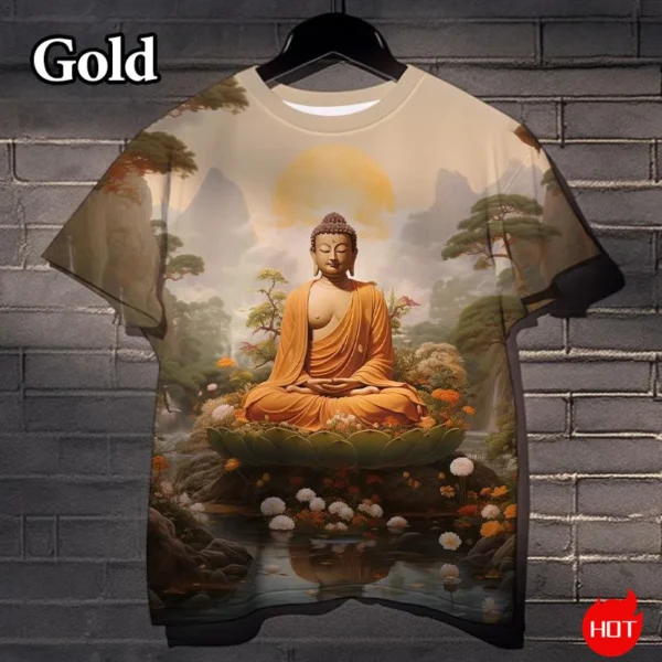 Harajuku 3D Print Buddha Sakyamuni T-Shirt - Spiritual Totem Streetwear for Kids