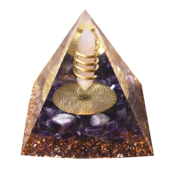 Orgonite Energy Pyramid with Amethyst – Chakra Healing & Home Decor