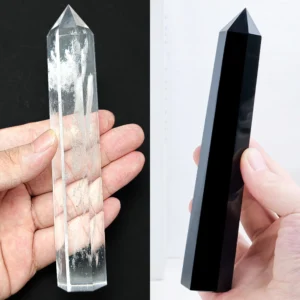 15cm Natural Obsidian Hexagonal Prism Wand – Crystal Point for Home Decor