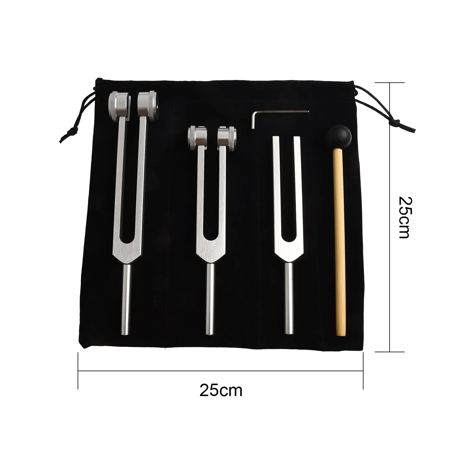 Tuning Forks Hammer Set - 128Hz, 256Hz, 512Hz for Sound Healing
