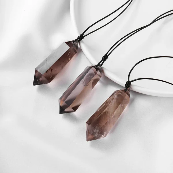Natural Smoky Quartz Double Point Chakra Pendant – Healing Crystal Necklace