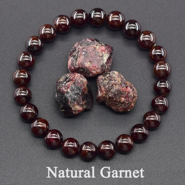 5A Natural Garnet Bead Bracelet – Wine Red Energy Healing Jewelry for Men & Women